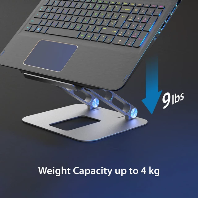 Alt view image 5 of 6 - Multi-Angle Aluminum Laptop Stand, Ergonomic Notebook Riser Suitable for MacBook, Dell, HP, Lenovo, Fits Most laptops up to 16" (JTS127)