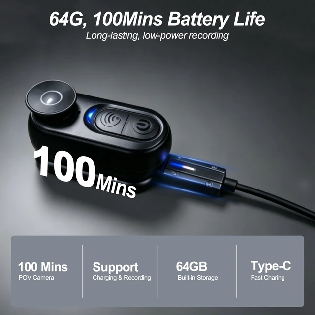 Alt view image 6 of 7 - 4K Mini Body Camera Wearable - 64GB Magnetic Thumb-Size Action Cam, 6-Axis Stabilization, Audio/Video Recording, Hands-Free POV for Vloggers, Hikers, Workers, Cycling, Travel & Daily Use
