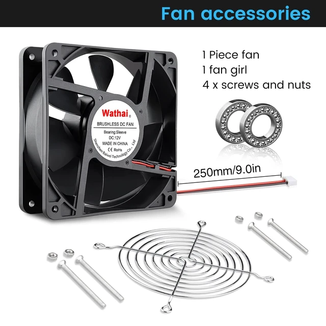 Alt view image 7 of 7 - 120mm x120 x 38mm 12V 2Pin Dual Ball 12cm Industrial Cooling Fan High Airflow