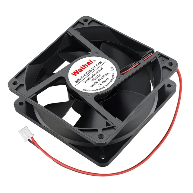 Alt view image 5 of 7 - 120mm x120 x 38mm 12V 2Pin Dual Ball 12cm Industrial Cooling Fan High Airflow