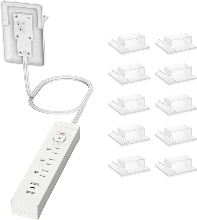 Alt view image 7 of 7 - 6FT Ultra-Thin Flat Plug Power Strip with 3 Outlets & 3 USB Ports Child & Pet-Safe, 1625W, Wall-Mounted Cord Organizer, Universal Size Outlet & Plug Concealer with Cord Clips(UL Listed)