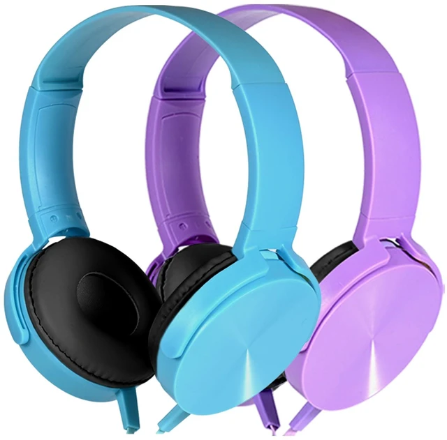 Main image of 2 Pack Kids Headphones for School Classroom, Wired Computer Online Learning Headset for K-12 Students, Durable Soft Swivel On Ear Pads Earphones for Laptop PC Meetings Calls (Light blue+Purple)