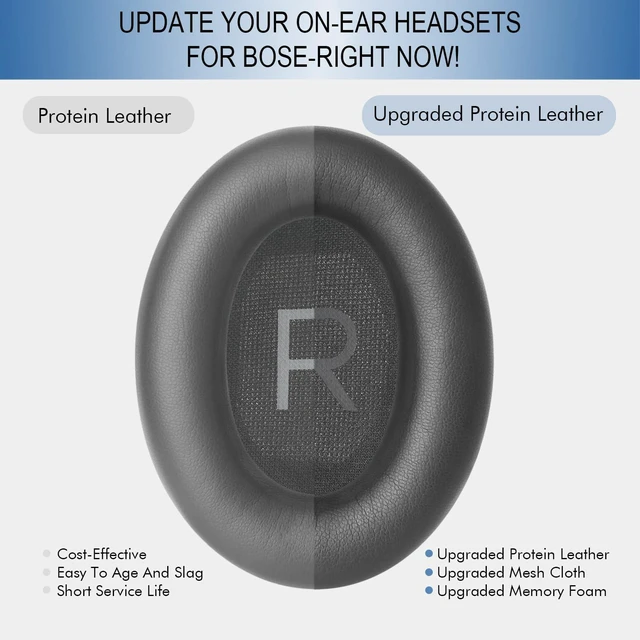 Alt view image 5 of 7 - Ear Pads Replacement for Bose QC45 & QC SE Headphones, Eclipse Grey Earpads Ear Cushions for Bose QuietComfort 45 & Quiet Comfort SE, Softer Protein Leather, Noise Isolation Memory Foam