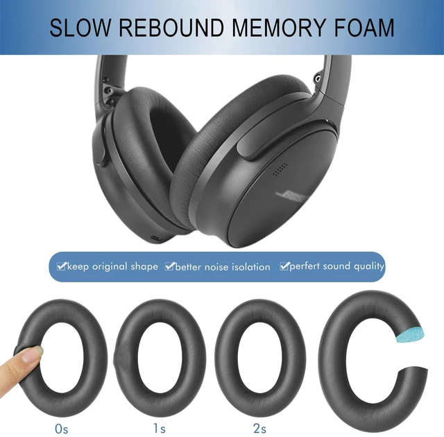 Alt view image 6 of 7 - Ear Pads Replacement for Bose QC45 & QC SE Headphones, Eclipse Grey Earpads Ear Cushions for Bose QuietComfort 45 & Quiet Comfort SE, Softer Protein Leather, Noise Isolation Memory Foam
