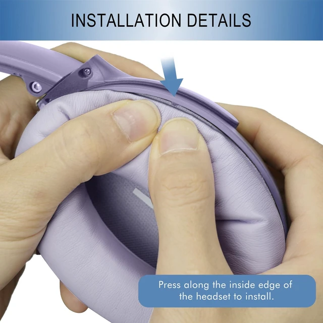 Alt view image 5 of 7 - Ear Pads Replacement for Bose QC45 & QC SE Headphones, Chilled Lilac Earpads Ear Cushions for Bose QuietComfort 45 & Quiet Comfort SE, Softer Protein Leather, Noise Isolation Memory Foam