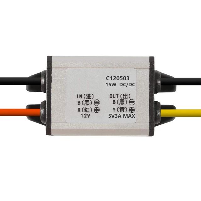 Alt view image 2 of 6 - 3Pcs 12V to 5V DC Converter Car Power Voltage, Waterproof DC 6.3-22V 12V Step Down to 5V 3A 15W Voltage Regulator Buck Converter Power Supply Step-Down Module Compatible with Vehicle Car Truck Volt