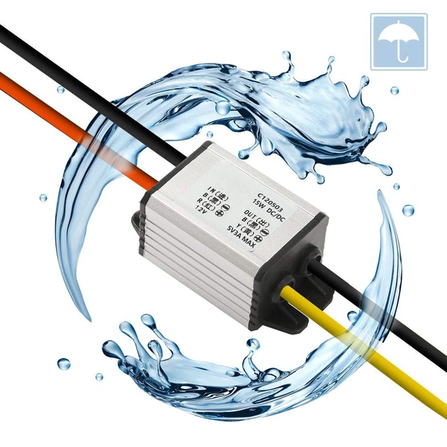Alt view image 5 of 6 - 3Pcs 12V to 5V DC Converter Car Power Voltage, Waterproof DC 6.3-22V 12V Step Down to 5V 3A 15W Voltage Regulator Buck Converter Power Supply Step-Down Module Compatible with Vehicle Car Truck Volt