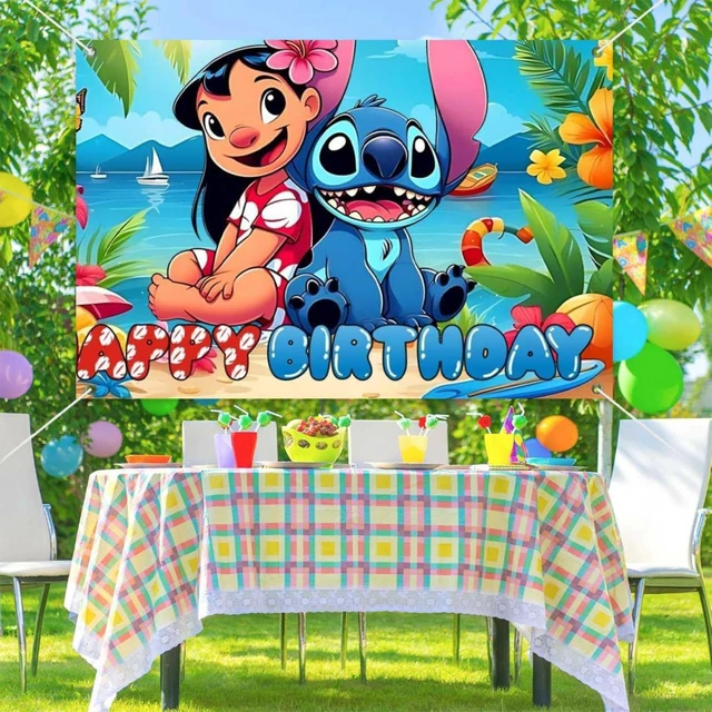 Alt view image 4 of 5 - Stitch Movie Birthday Party Decorations, Happy Birthday Banner Backdrop for Birthday Party Supplies