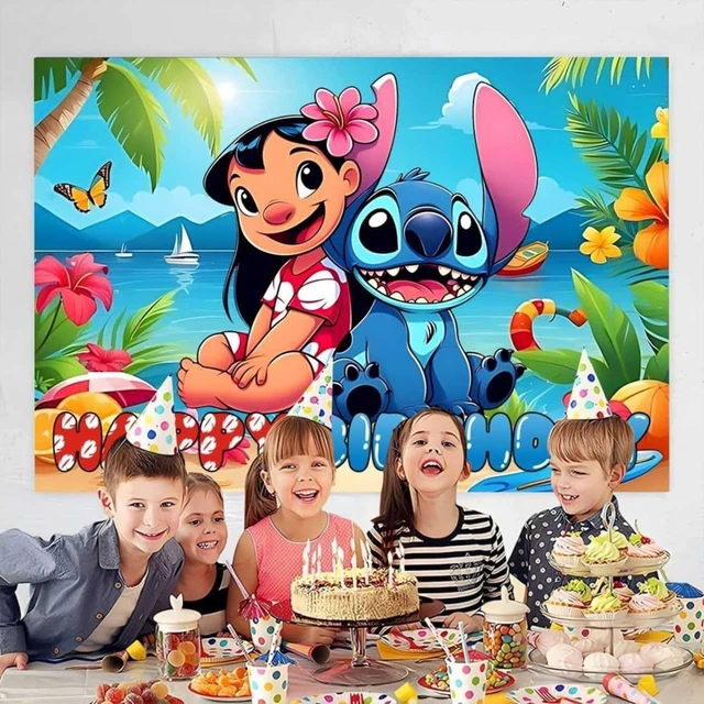 Alt view image 5 of 5 - Stitch Movie Birthday Party Decorations, Happy Birthday Banner Backdrop for Birthday Party Supplies