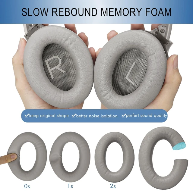 Alt view image 4 of 7 - Ear Pads Replacement for Bose QC45 & QC SE Headphones, Sandstone Earpads Ear Cushions for Bose QuietComfort 45 & Quiet Comfort SE, Softer Protein Leather, Noise Isolation Memory Foam