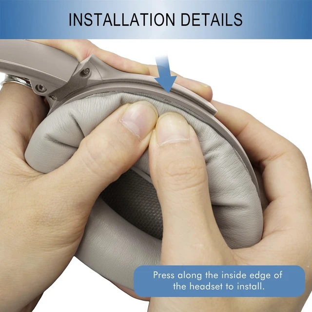 Alt view image 5 of 7 - Ear Pads Replacement for Bose QC45 & QC SE Headphones, Sandstone Earpads Ear Cushions for Bose QuietComfort 45 & Quiet Comfort SE, Softer Protein Leather, Noise Isolation Memory Foam