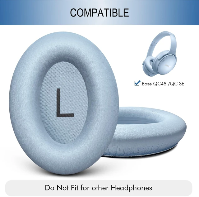 Alt view image 2 of 7 - Ear Pads Replacement for Bose QC45 & QC SE Headphones, Moonstone Blue Earpads Ear Cushions for Bose QuietComfort 45 & Quiet Comfort SE, Softer Protein Leather, Noise Isolation Memory Foam