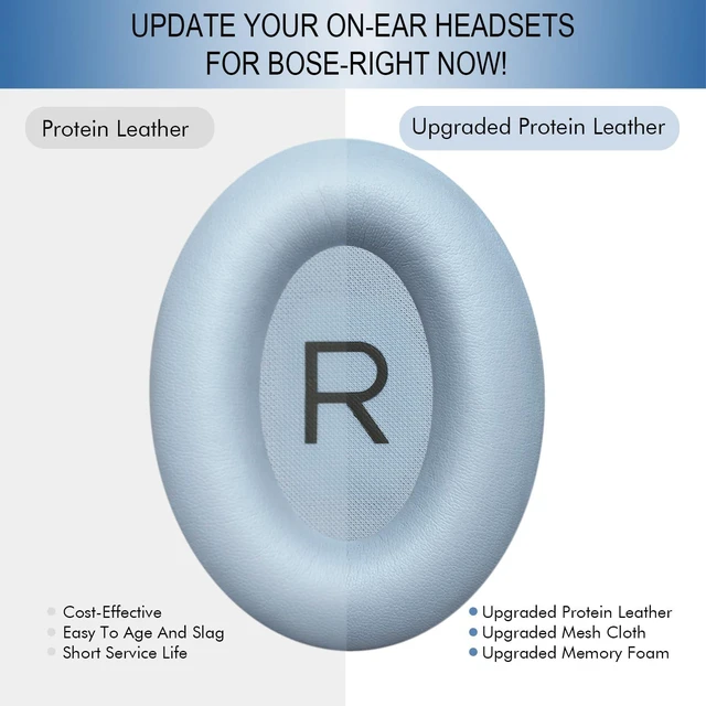 Alt view image 5 of 7 - Ear Pads Replacement for Bose QC45 & QC SE Headphones, Moonstone Blue Earpads Ear Cushions for Bose QuietComfort 45 & Quiet Comfort SE, Softer Protein Leather, Noise Isolation Memory Foam