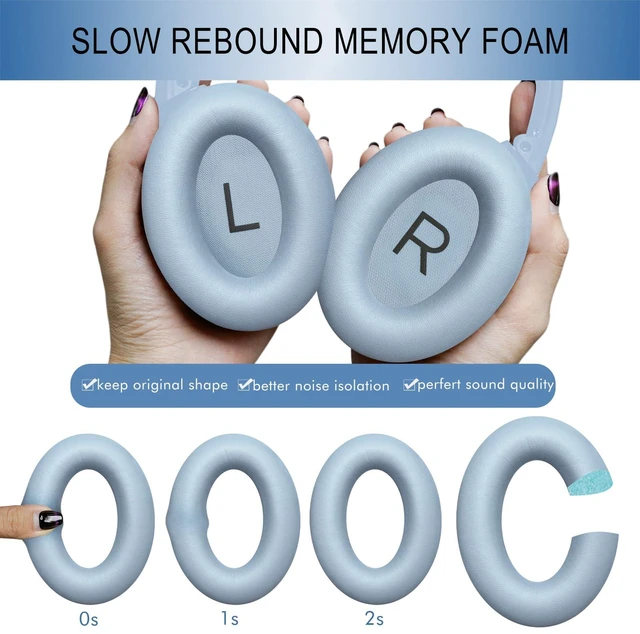 Alt view image 6 of 7 - Ear Pads Replacement for Bose QC45 & QC SE Headphones, Moonstone Blue Earpads Ear Cushions for Bose QuietComfort 45 & Quiet Comfort SE, Softer Protein Leather, Noise Isolation Memory Foam