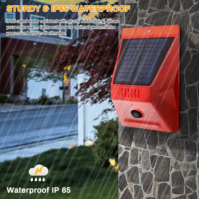 Alt view image 7 of 7 - Solar Alarm Strobe Light with Remote Control Motion Sensor Detector Outdoor Alarm 129db Sound Security Siren IP65 Waterproof Protected for Villa, Chicken coop, Barn, Farm, Yard