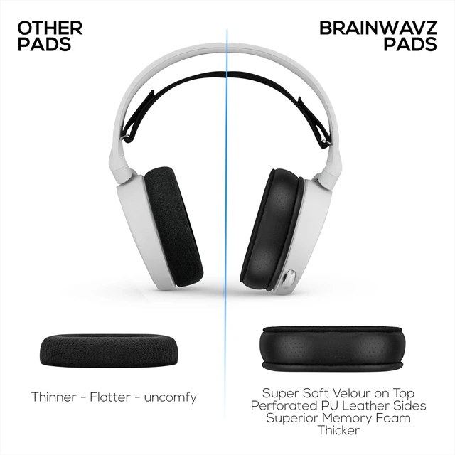 Alt view image 6 of 7 - Hybrid Earpads for Steelseries Arctis 1, 3, 5, 7, 9, PRO & PRIME Headsets - Thicker Memory Foam, Comfier & Long Lasting, By