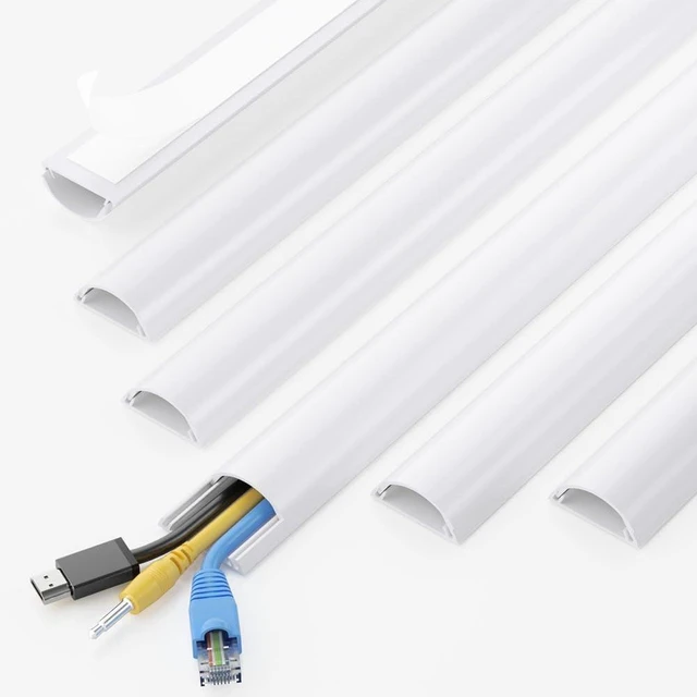 Main image of 85in Cord Cover, Half Round Cord Hider, W1.57in, H0.59in, White Curved Design, Self-Adhesive Cord Covers for Wires on Wall, Large Wire Hider for 2-3 Cords