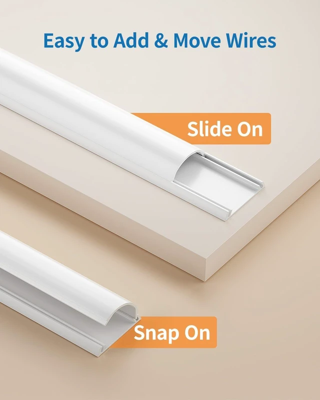 Alt view image 4 of 7 - 85in Cord Cover, Half Round Cord Hider, W1.57in, H0.59in, White Curved Design, Self-Adhesive Cord Covers for Wires on Wall, Large Wire Hider for 2-3 Cords