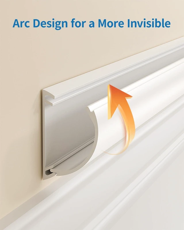 Alt view image 5 of 7 - 85in Cord Cover, Half Round Cord Hider, W1.57in, H0.59in, White Curved Design, Self-Adhesive Cord Covers for Wires on Wall, Large Wire Hider for 2-3 Cords