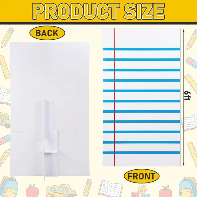 Alt view image 2 of 7 - 6ft Back to School Notebook Cardboard Cutouts Giant Composition Notebook Photo Prop Life Size Cutout Stand Decor for Welcome Back Jumbo Decor First Day of Schools Teacher Party Decorations