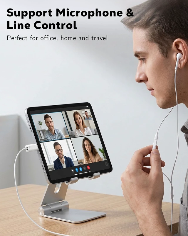 Alt view image 3 of 7 - Lightning to 3.5mm Headphone Jack Adapter, with Call & in-line Control Cable-free Direct-plug Adapter, Support Microphone & In-Line Control, Smart DAC Chip, For iPhone 14/13/12/11/iPad