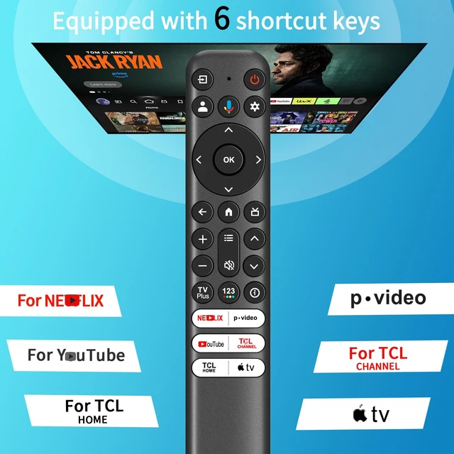Alt view image 4 of 6 - RC813 Voice Remote Control, Universal for TCL Google TV, Replacement Remote Compatible with TCL QM8 QM7 S5 S4 S3 Q7 Q6 Q5 4K UHD HDR LED QLED QD-Mini LED Full-HD Smart TVs