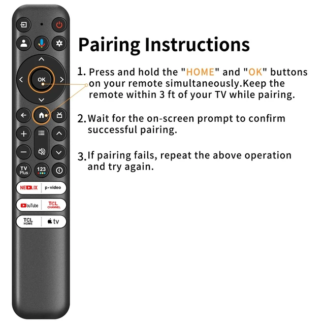 Alt view image 6 of 6 - RC813 Voice Remote Control, Universal for TCL Google TV, Replacement Remote Compatible with TCL QM8 QM7 S5 S4 S3 Q7 Q6 Q5 4K UHD HDR LED QLED QD-Mini LED Full-HD Smart TVs