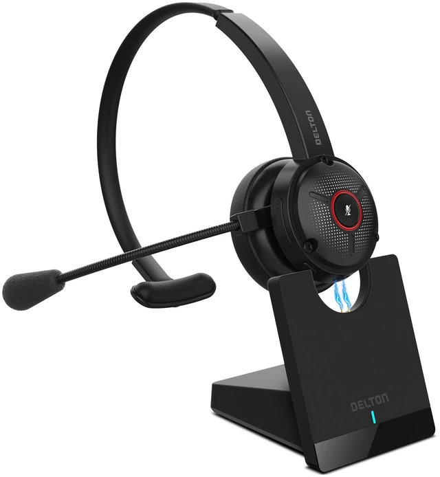 Main image of 50X Noise Canceling Bluetooth Computer Headset with Charging Dock Wireless headset for Laptop/PC/iMac/Tablet/Smartphones, Compatible with MS Teams, Zoom, Google Meet, Slack and More - Black