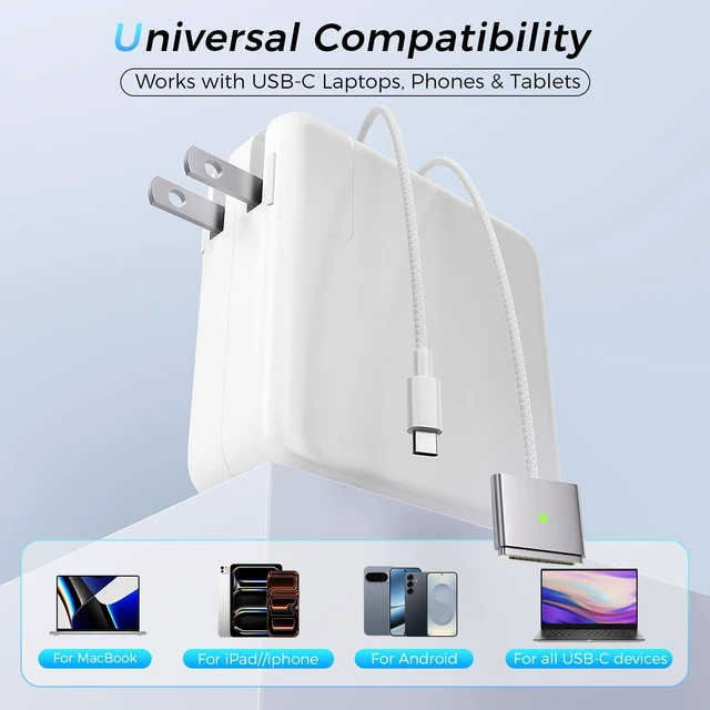 Alt view image 6 of 7 - 96W Magnetic Charger Kit for MacBook Pro 14/16,MacBook Air 13/15(2021-2026) For M1/M2/M3/M4/M5 MacBooks. All-in-One Kit with 6.6ft 3rd Gen Magnetic Cable, USB-C Cable, Travel Pouch & LED Indicator