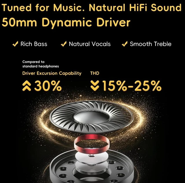 Alt view image 2 of 7 - FIIO Nature Closed-Back Over-Ear Hi-Fi Headphones, 50mm Carbon Composite Drivers, Natural Balanced Sound, Detachable Cable, Wood Grain Ear Cups (Apricot)