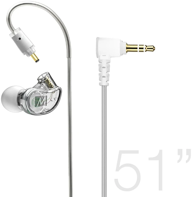 Alt view image 2 of 7 - M6 Single Side in Ear Earbud, Left Side, One Wired Earphone with 51" Cable, Secure Fit Moldable Earhook, & 3.5 mm Plug, Stereo-to-Mono, for Driving, Cycling, & More (Bulk Packaging, Clear)