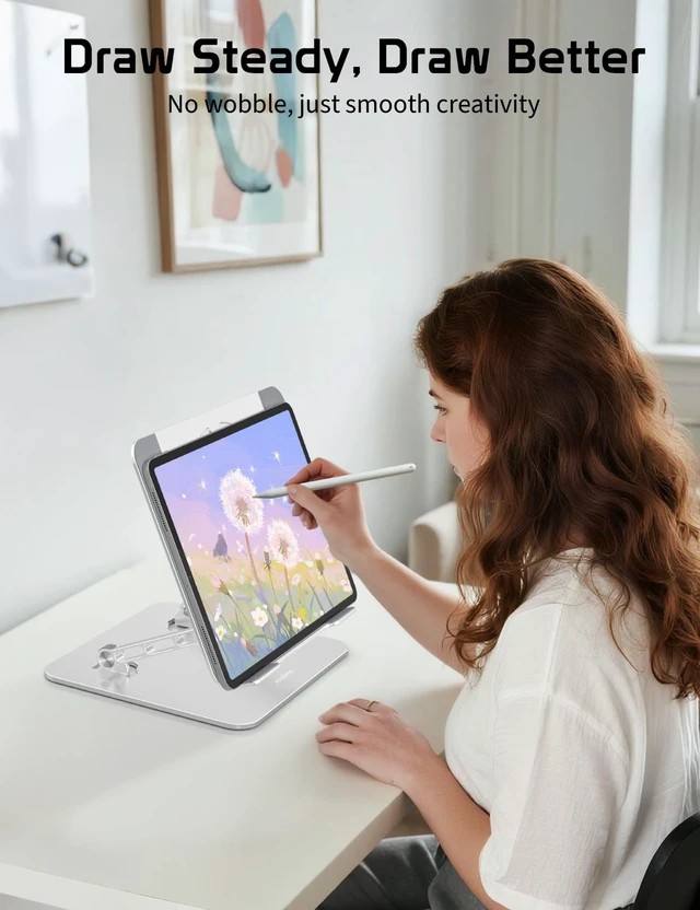 Alt view image 7 of 7 - Adjustable Aluminum Laptop Stand for Desk,Ergonomic Riser, Silver Open Ventilated Design, Fits MacBook Pro/Air & 10"-16" Laptops, Stable Support for Office, Home & Travel