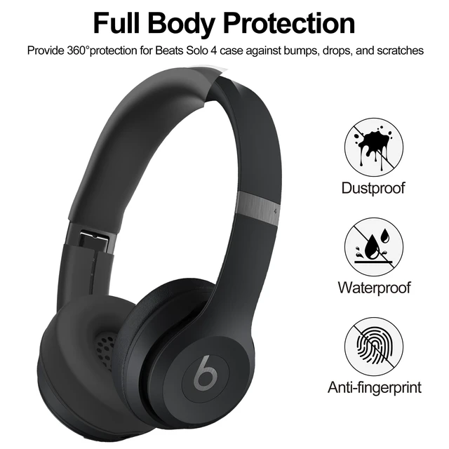 Alt view image 3 of 7 - 3 in 1 Silicone Case for Beats Solo 4 Headphones, Protective Silicone Covers for Beats Solo 4 Shell/Ear Pad/Headband Cover, Accessories Silicone Skin Protector for Beats Solo4 - Black