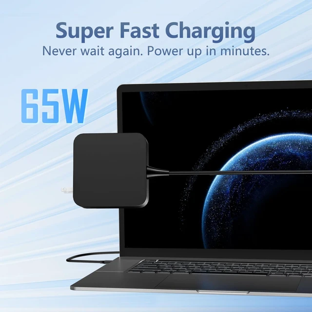 Alt view image 3 of 7 - 65W 45W USB-C Laptop Charger Compatible with ASUS Chromebook ZenBook For ASUS Chromebook & ZenBook 65W 45W USB Type C Power Adapter