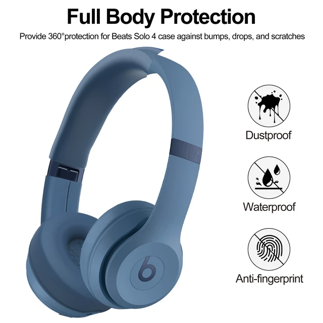 Alt view image 3 of 7 - 3 in 1 Silicone Case for Beats Solo 4 Headphones, Protective Silicone Covers for Beats Solo 4 Shell/Ear Pad/Headband Cover, Accessories Silicone Skin Protector for Beats Solo4 -Blue