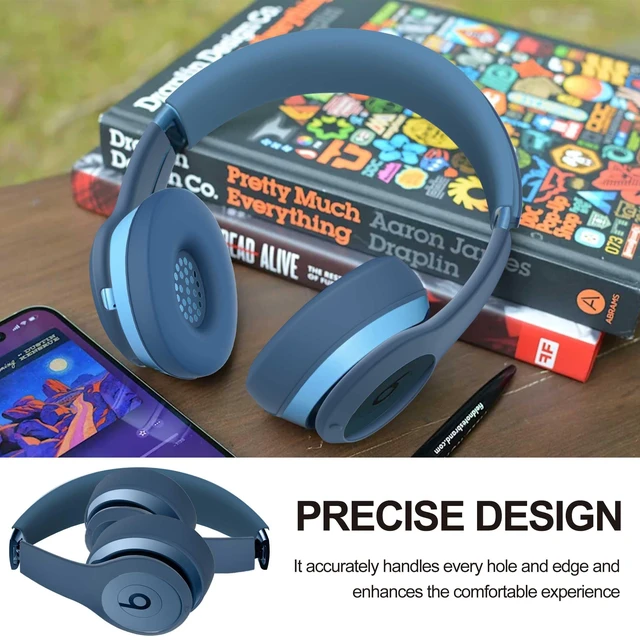 Alt view image 6 of 7 - 3 in 1 Silicone Case for Beats Solo 4 Headphones, Protective Silicone Covers for Beats Solo 4 Shell/Ear Pad/Headband Cover, Accessories Silicone Skin Protector for Beats Solo4 -Blue