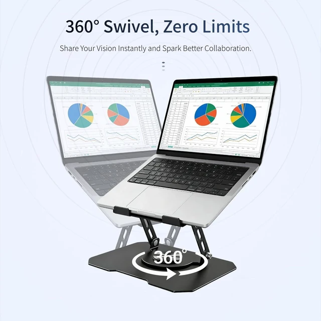Alt view image 2 of 7 - Laptop Stand for Desk, 360 Rotating Computer Riser with Adjustment Wrench, Ergonomic Laptop Riser for Collaborative, Work Foldable & Heavy Duty Tablet Stand Fit 10-15.6 Laptops