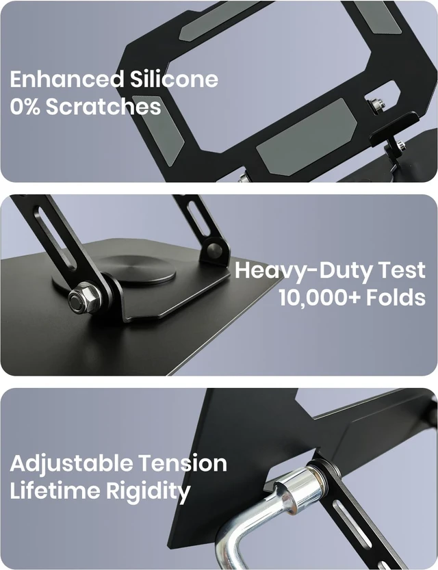 Alt view image 5 of 7 - Laptop Stand for Desk, 360 Rotating Computer Riser with Adjustment Wrench, Ergonomic Laptop Riser for Collaborative, Work Foldable & Heavy Duty Tablet Stand Fit 10-15.6 Laptops