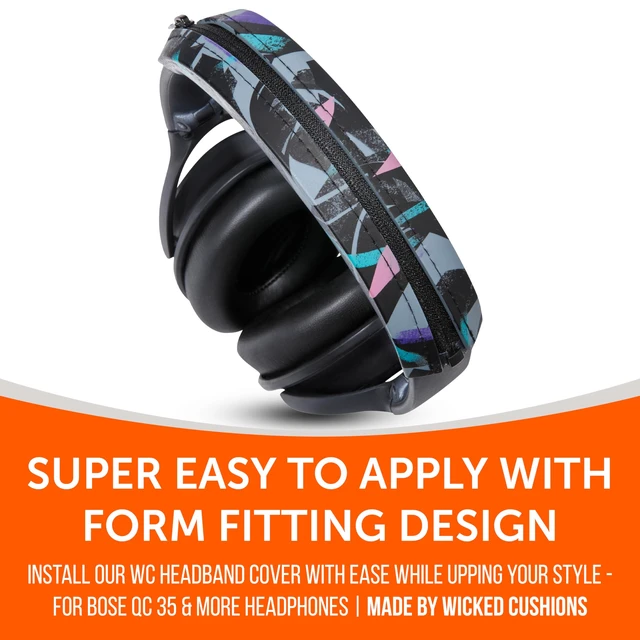 Alt view image 6 of 7 - BandZ QC35 - Silicone Headband Cover for Bose QuietComfort 35, 35ii & 45 Made by Wicked Cushions Also fits QC 2023 & More, Enhanced Style & Sweat Protection 90's Black