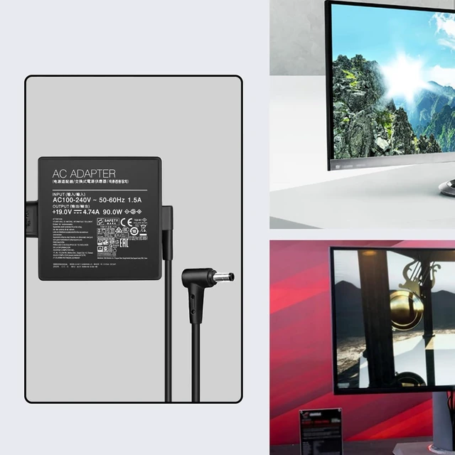 Alt view image 6 of 6 - 90W Charger Compatible with Asus Monitor Power Cord Rog Strix PG279Q PG279 PG279QZ XG27UQ PG259QN TUF Gaming VG27AQ VG32VQR VG35VQ Vivo AiO V230I V230IC AC Adapter ADP-90LE B