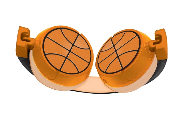 Alt view image 2 of 6 - Basketball Bluetooth Headphones, HPBT010BA 2-in-1 Bluetooth, Wired, with Microphone, Control Buttons, Foldable and Adjustable, Rechargeable Battery