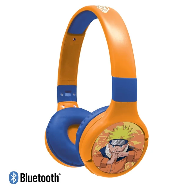 Alt view image 2 of 7 - Naruto Bluetooth Headphones, HPBT010NA 2-in-1 Bluetooth, Wired, with Microphone, Control Buttons, Foldable and Adjustable, Rechargeable Battery, Orange/Blue