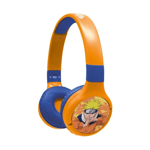 Alt view image 7 of 7 - Naruto Bluetooth Headphones, HPBT010NA 2-in-1 Bluetooth, Wired, with Microphone, Control Buttons, Foldable and Adjustable, Rechargeable Battery, Orange/Blue