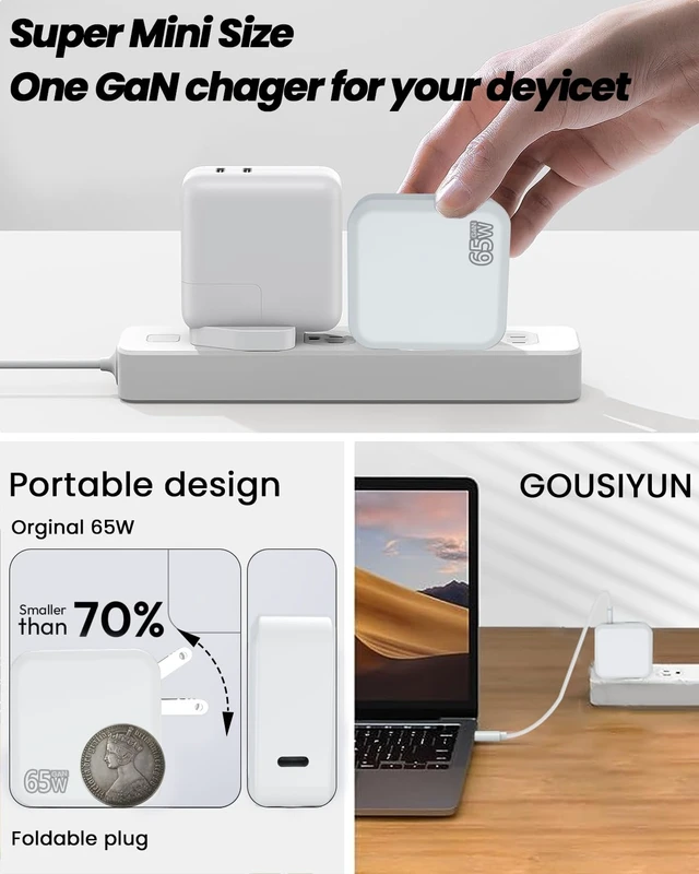 Alt view image 4 of 7 - 65W USB-C Laptop Charger for Samsung Galaxy Book Pro & Type-C PC Pack just one charger! 65W fast power for your Galaxy Book, phone & tablet. Ultra-portable GaN tech for travel-light freedom