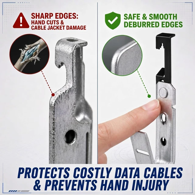 Alt view image 3 of 6 - 50 Pcs Bat Wing J Hook 3/4 Inch Cable Support Hangers G60 Galvanized Steel Construction, Cable Support for Ceiling Grid and Threaded Rod, Heavy Duty Wire Management