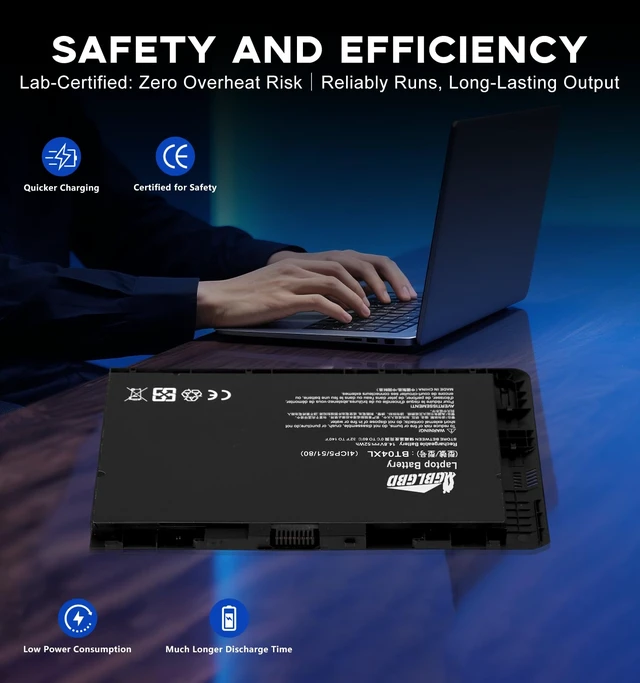 Alt view image 5 of 7 - BT04XL Laptop Battery Replacement for HP EliteBook Folio 9470 9470M 9480m Ultrabook Notebook Laptop Series, Compatible with BT04, BA06XL, H4Q47AA, H4Q48AA, 687517-241, HSTNN-IB3Z, HSTNN-I10C