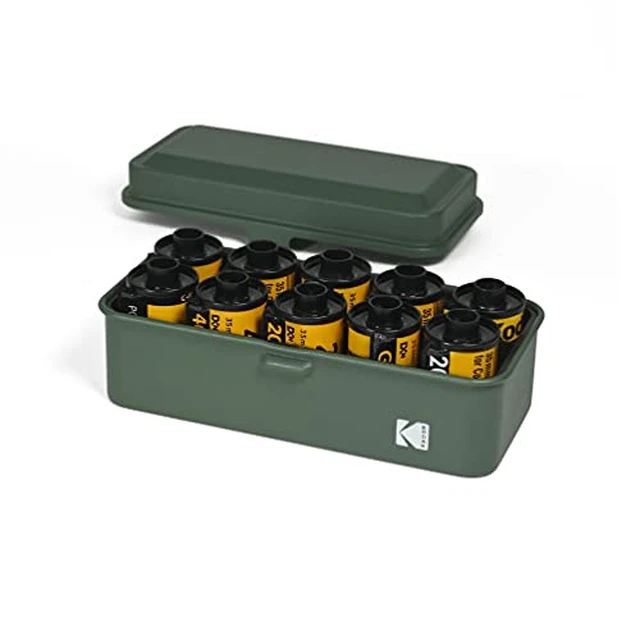 Alt view image 4 of 7 - Film Case - Steel for 8 Rolls 120 / 10 Rolls 35mm - Retro Olive