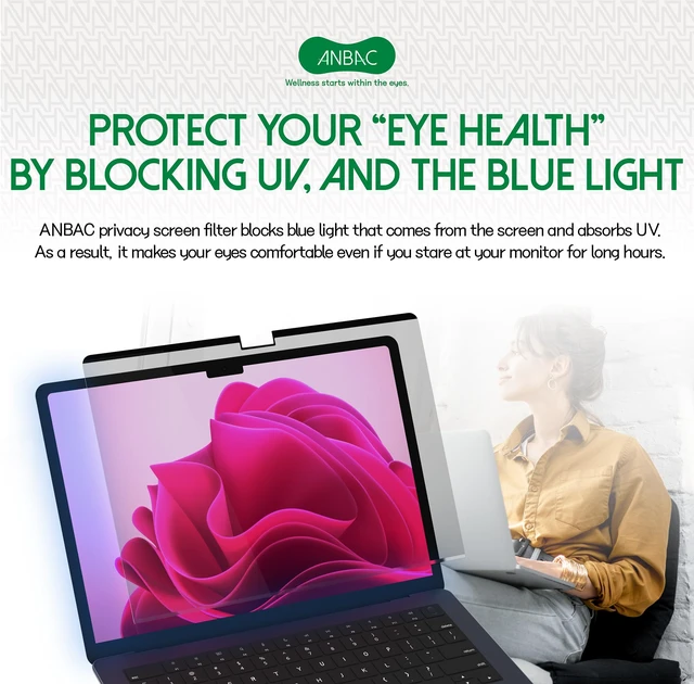 Alt view image 3 of 6 - Magnetic Privacy Screen for MacBook Air 13 & 13.6 Inch (2022-2026, M2, M3, M4, M5), Removable Laptop Privacy Filter, Blue Light Blocking Shield and Protector