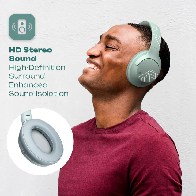 Alt view image 6 of 7 - Bluetooth Headphones Over Ear, 50H Playtime with 4 EQ Modes Wireless Headphones with Microphone, HiFi Stereo Deep Bass, Soft Ear Cups, Foldable Lightweight Headset for Travel/Office/Workout