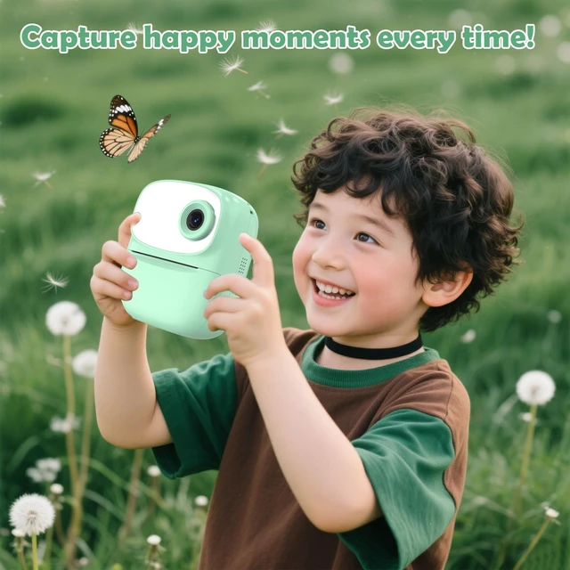 Alt view image 4 of 7 - Kids Camera Instant Print for Kids with Mirror, HD Dual-Lens Selfie Digital Camera with 3 Rolls Print Paper & 32GB Card, Holiday Birthday Gifts Toys for Girls Boys Toddler. (Green)